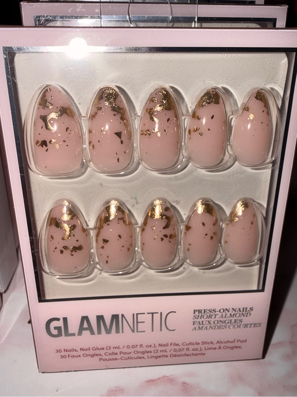 Glamnetic “24K” Nude Pink Gold Flake Press-On Nails